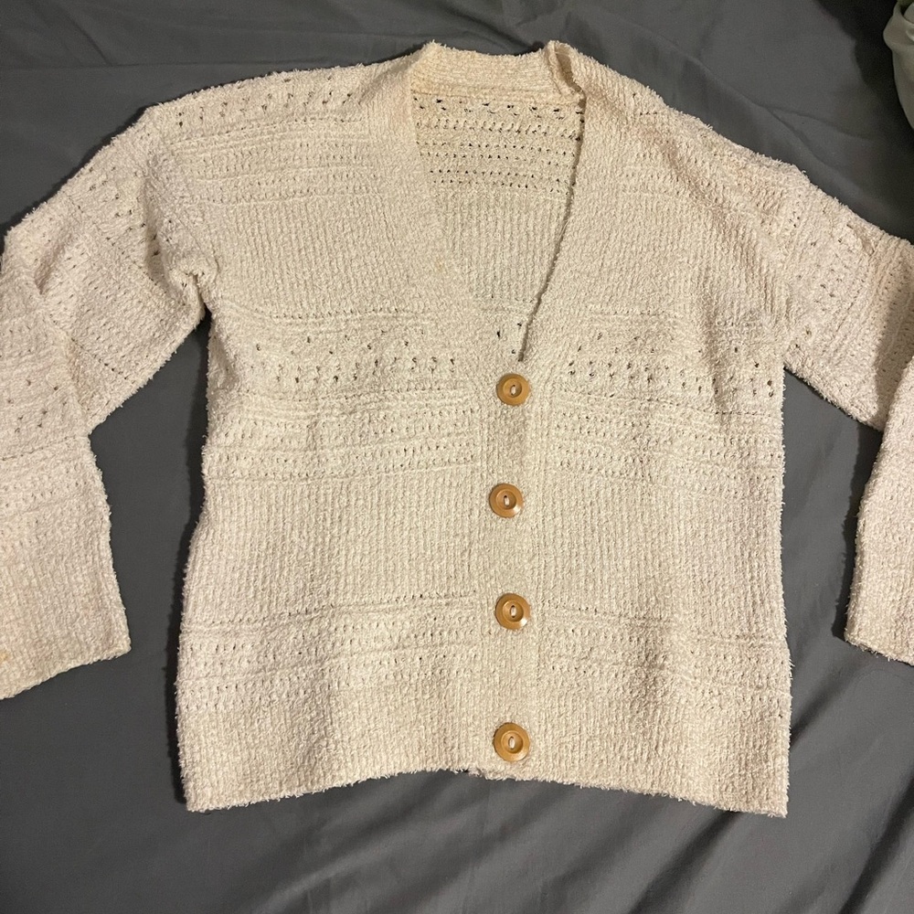 Cream Button-Up Women's Sweater